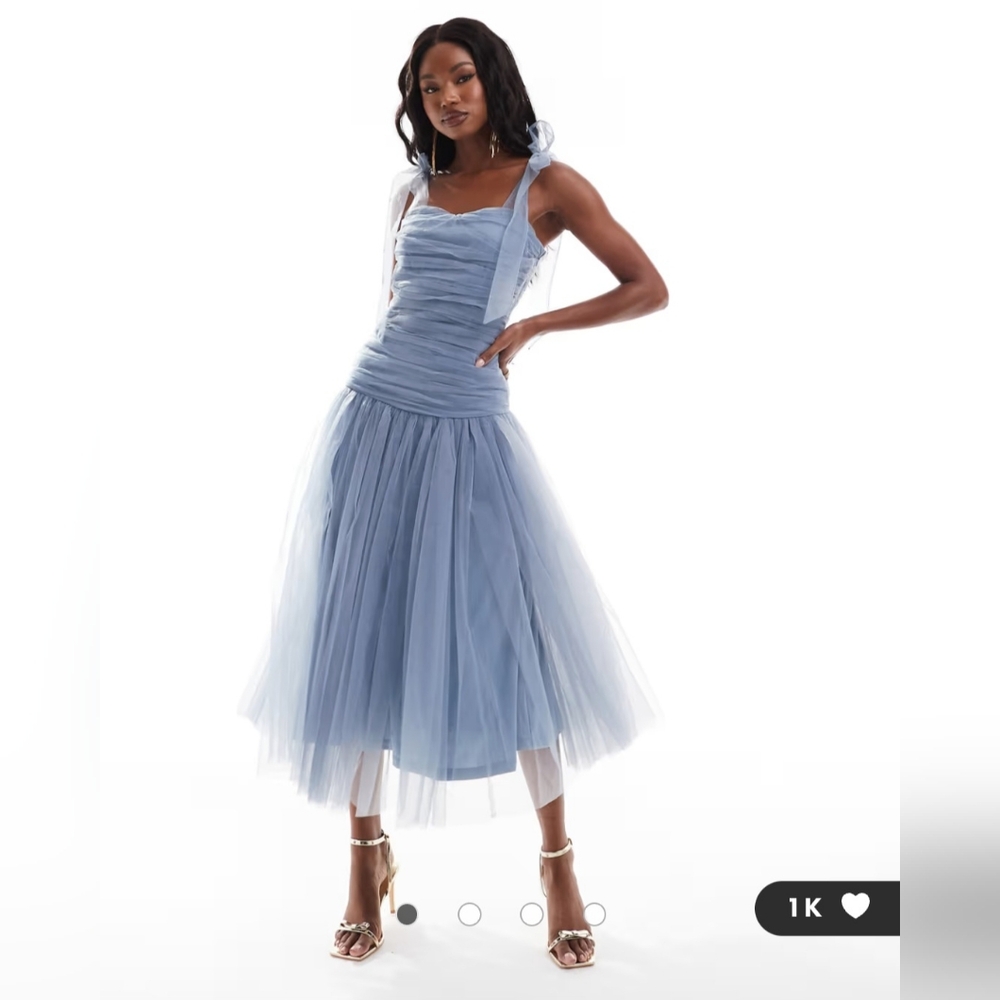 Asos Drop Waist Tulle Midaxi